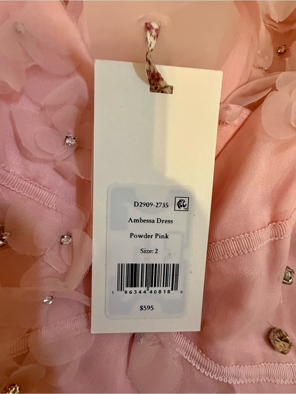 LoveShackFancy Pink Ambessa Embellished Organza Mini Dress - Picture 12 of 14
